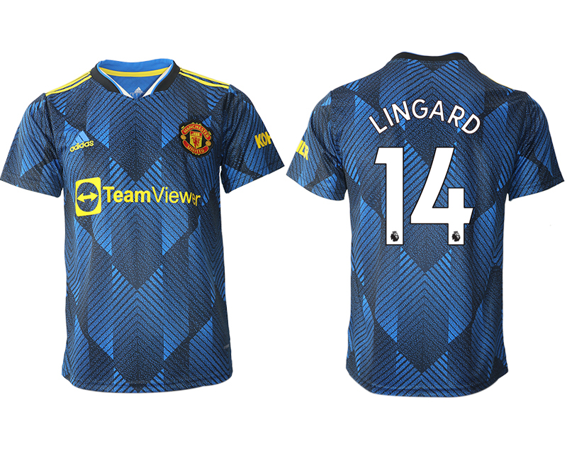 Men 2021-2022 Club Manchester United Second away aaa version blue #14 Soccer Jersey->manchester united jersey->Soccer Club Jersey